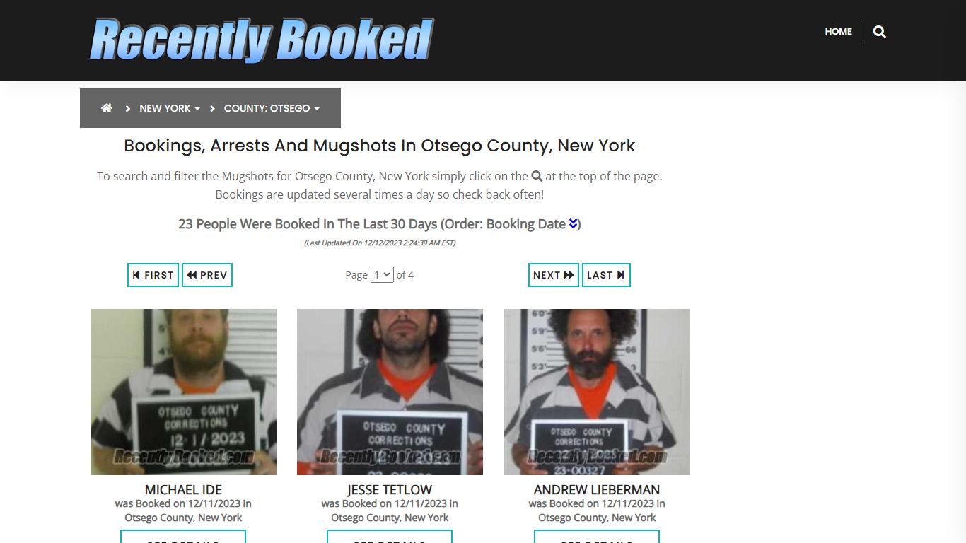 Bookings, Arrests and Mugshots in Otsego County, New York - Recently Booked